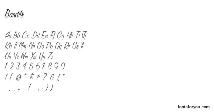 Schriftart Bandits – Alphabet, Zahlen, spezielle Symbole