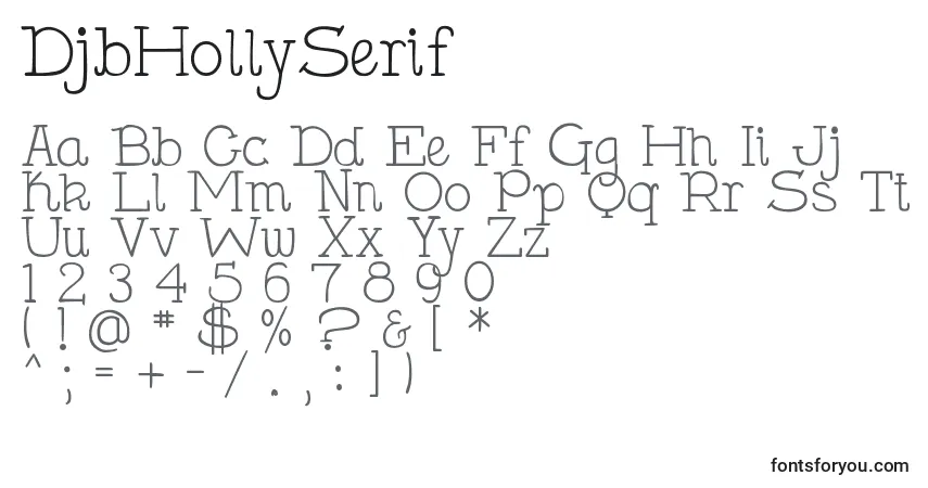 DjbHollySerifフォント–アルファベット、数字、特殊文字