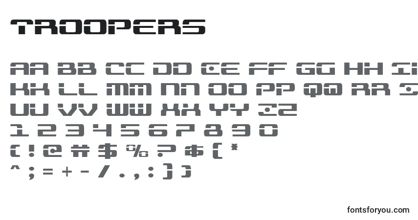 A fonte Troopers – alfabeto, números, caracteres especiais