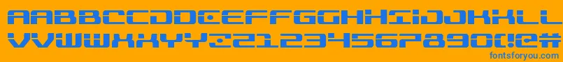 Weitere Informationen zur Troopers-Schriftart Troopers-Schriftart – Blaue Schriften auf orangefarbenem Hintergrund