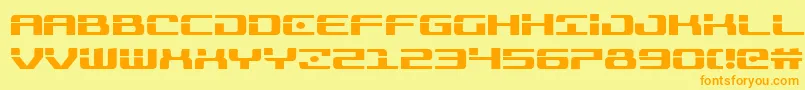 Troopers-Schriftart – Orangefarbene Schriften auf gelbem Hintergrund