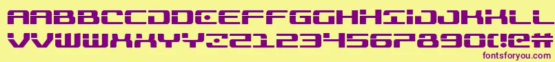 Troopers-fontti – violetit fontit keltaisella taustalla