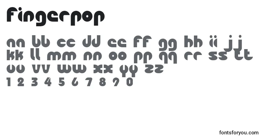 A fonte Fingerpop – alfabeto, números, caracteres especiais