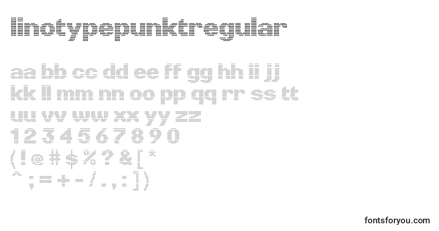 Czcionka LinotypePunktRegular – alfabet, cyfry, specjalne znaki