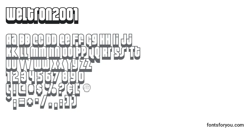 A fonte Weltron2001 – alfabeto, números, caracteres especiais