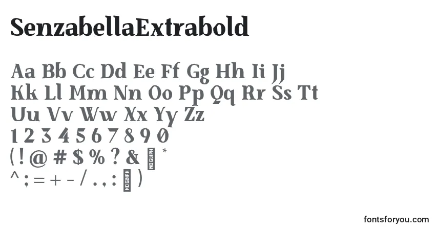 Шрифт SenzabellaExtrabold – алфавит, цифры, специальные символы