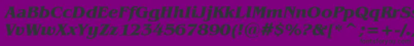 BenguiatBoldItalicBt-fontti – mustat fontit violetilla taustalla