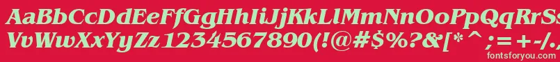 BenguiatBoldItalicBt Font – Green Fonts on Red Background