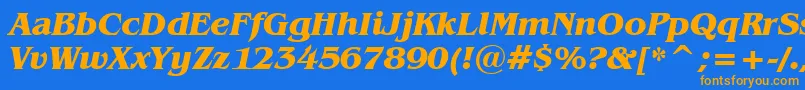 BenguiatBoldItalicBt Font – Orange Fonts on Blue Background