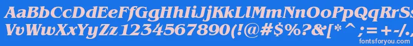 BenguiatBoldItalicBt Font – Pink Fonts on Blue Background