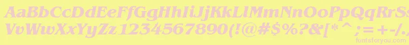BenguiatBoldItalicBt Font – Pink Fonts on Yellow Background