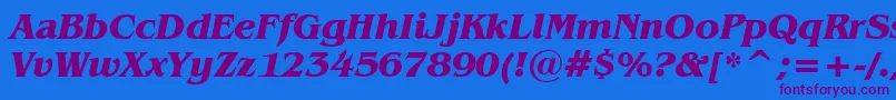 BenguiatBoldItalicBt Font – Purple Fonts on Blue Background