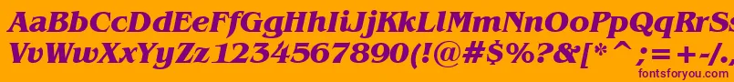 BenguiatBoldItalicBt Font – Purple Fonts on Orange Background