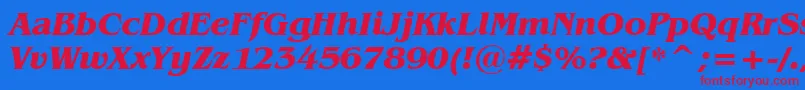 BenguiatBoldItalicBt Font – Red Fonts on Blue Background