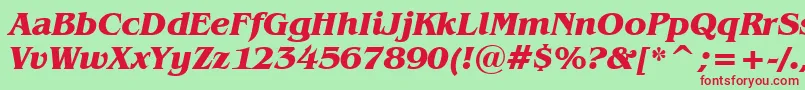 BenguiatBoldItalicBt Font – Red Fonts on Green Background