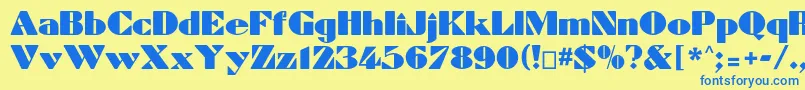 Dynamiccp-Schriftart – Blaue Schriften auf gelbem Hintergrund