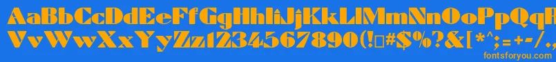 Dynamiccpフォントについての詳細 フォントDynamiccp – オレンジ色の文字が青い背景にあります。