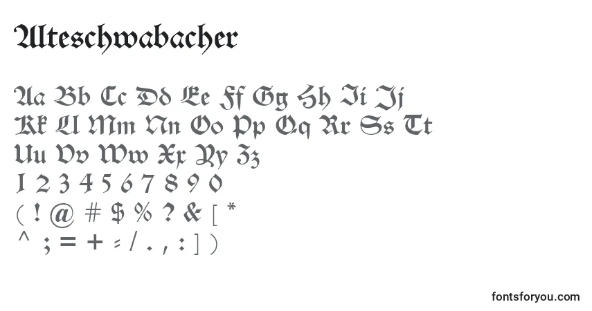 Schriftart Alteschwabacher – Alphabet, Zahlen, spezielle Symbole