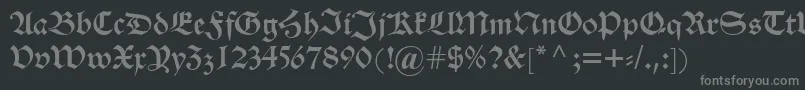 Alteschwabacher-fontti – harmaat kirjasimet mustalla taustalla
