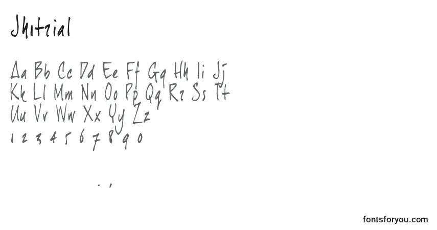 Czcionka Jh1trial – alfabet, cyfry, specjalne znaki