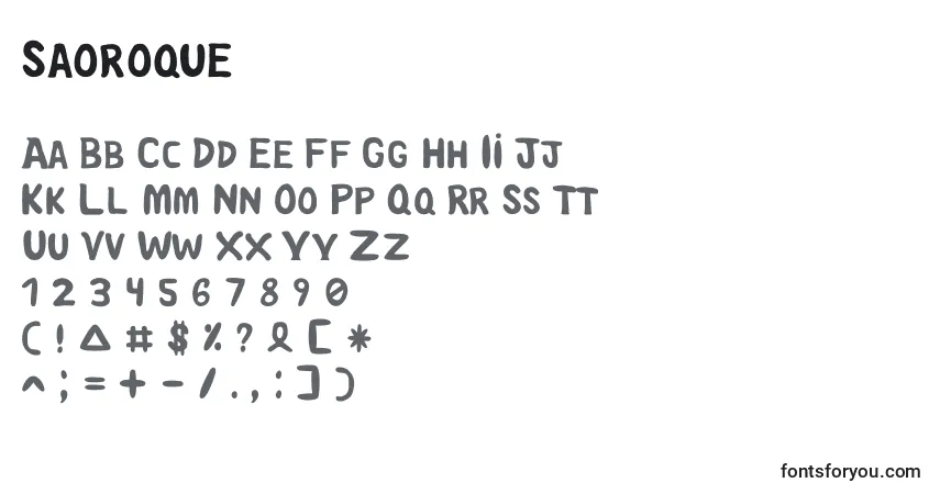 Schriftart Saoroque – Alphabet, Zahlen, spezielle Symbole