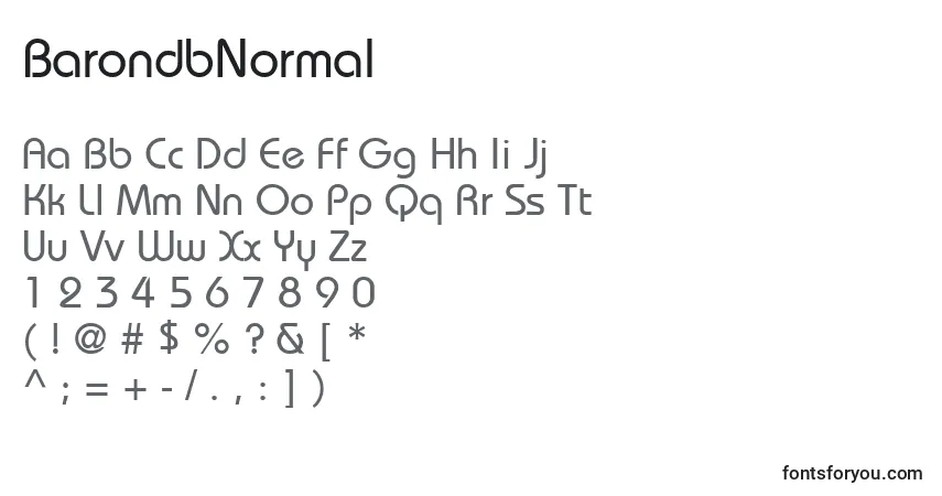 A fonte BarondbNormal – alfabeto, números, caracteres especiais
