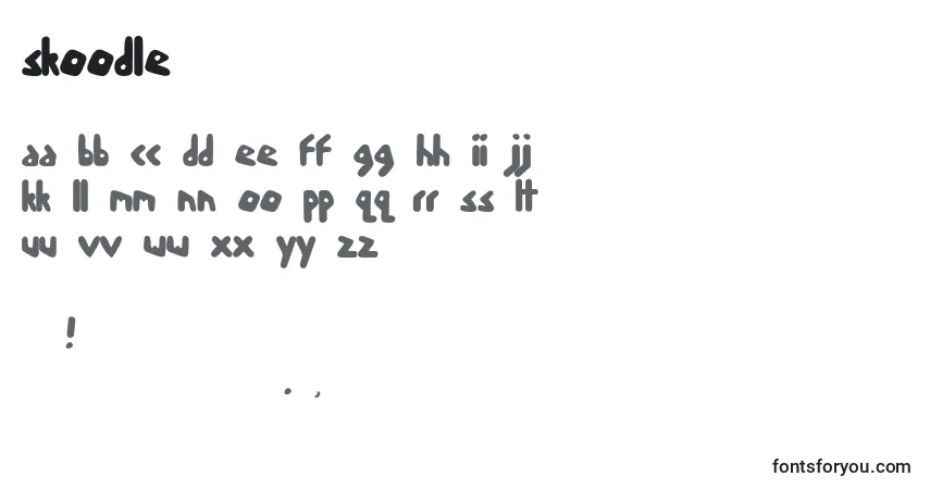 Czcionka Skoodle – alfabet, cyfry, specjalne znaki
