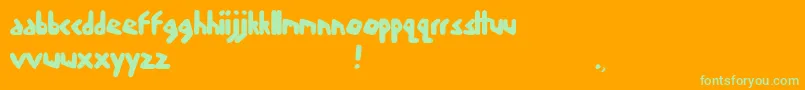 Skoodle-Schriftart – Grüne Schriften auf orangefarbenem Hintergrund