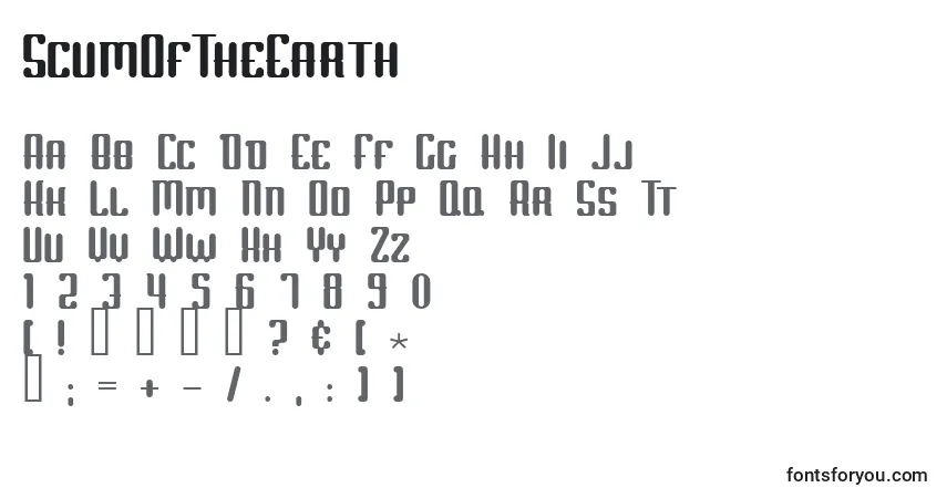 Шрифт ScumOfTheEarth – алфавит, цифры, специальные символы