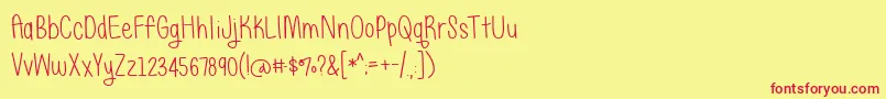 Шрифт JustAliceDemo – красные шрифты на жёлтом фоне
