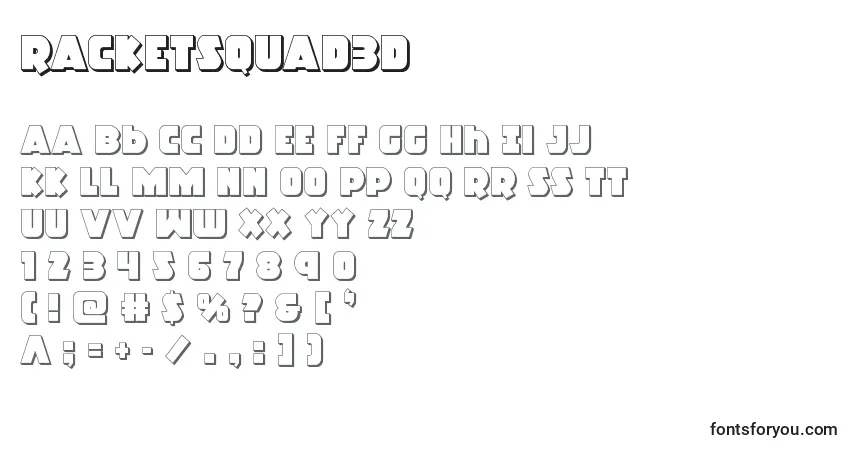 Шрифт Racketsquad3D – алфавит, цифры, специальные символы