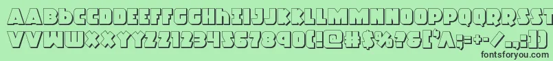 Czcionka Racketsquad3D – czarne czcionki na zielonym tle