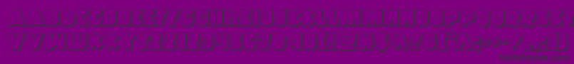 フォントRacketsquad3D – 紫の背景に黒い文字