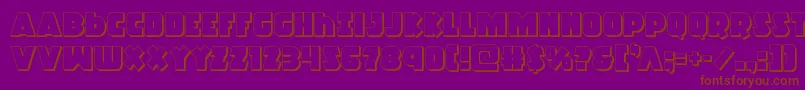 Racketsquad3D-Schriftart – Braune Schriften auf violettem Hintergrund