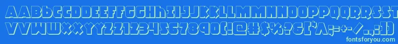 Racketsquad3D-Schriftart – Grüne Schriften auf blauem Hintergrund
