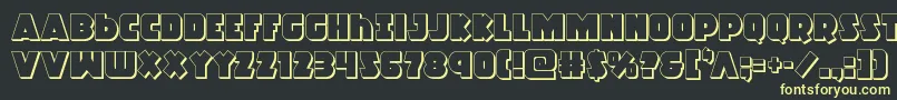 Racketsquad3D-Schriftart – Gelbe Schriften auf schwarzem Hintergrund