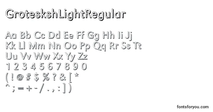Czcionka GroteskshLightRegular – alfabet, cyfry, specjalne znaki