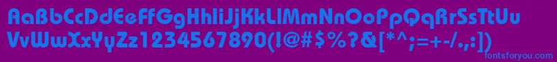 フォントItcBauhausLtBold – 紫色の背景に青い文字