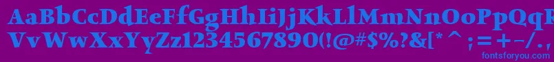 ObeliskitcTtBold-Schriftart – Blaue Schriften auf violettem Hintergrund