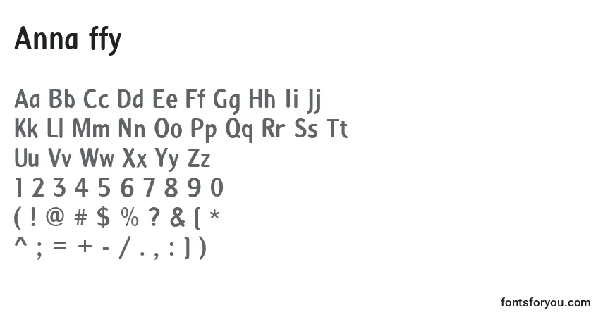 Czcionka Anna ffy – alfabet, cyfry, specjalne znaki