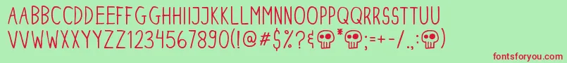 DinskiCasualCondensed Font – Red Fonts on Green Background