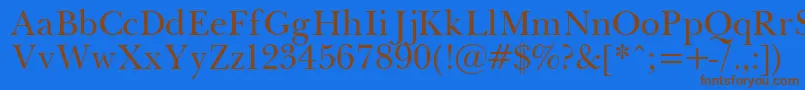 PasmaPlainフォントについての詳細 フォントPasmaPlain – 茶色の文字が青い背景にあります。