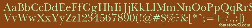 フォントPasmaPlain – 緑色の文字が茶色の背景にあります。