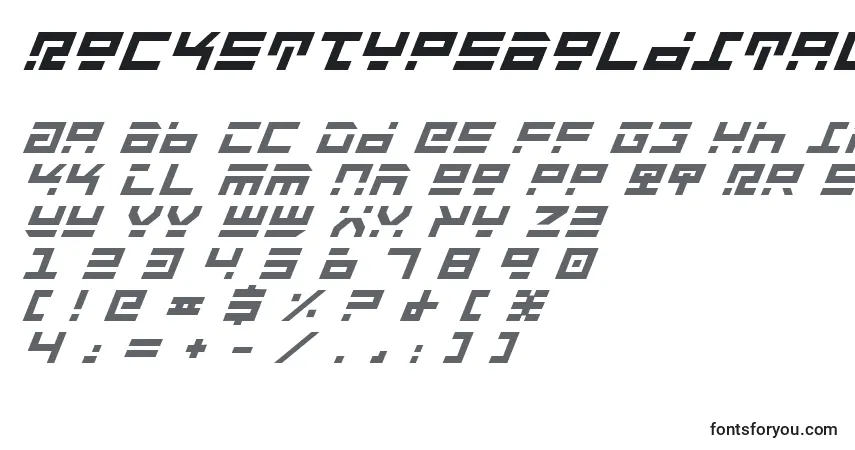 Schriftart RocketTypeBoldItalic – Alphabet, Zahlen, spezielle Symbole