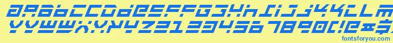 Czcionka RocketTypeBoldItalic – niebieskie czcionki na żółtym tle