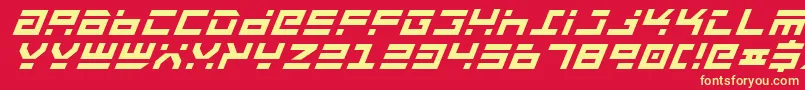 Fonte RocketTypeBoldItalic – fontes amarelas em um fundo vermelho