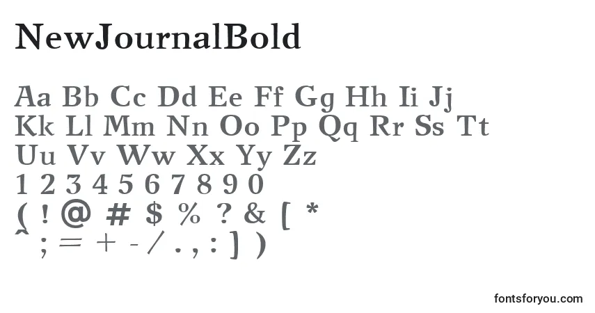 A fonte NewJournalBold – alfabeto, números, caracteres especiais