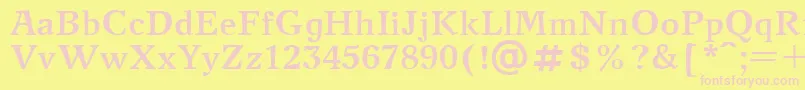 NewJournalBold-fontti – vaaleanpunaiset fontit keltaisella taustalla