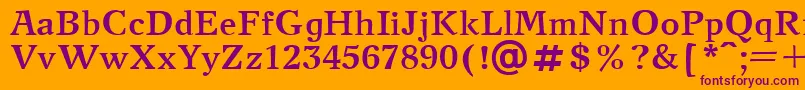 NewJournalBold-fontti – violetit fontit oranssilla taustalla