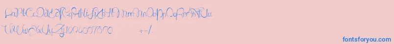 フォントLantreDuCaniche – ピンクの背景に青い文字
